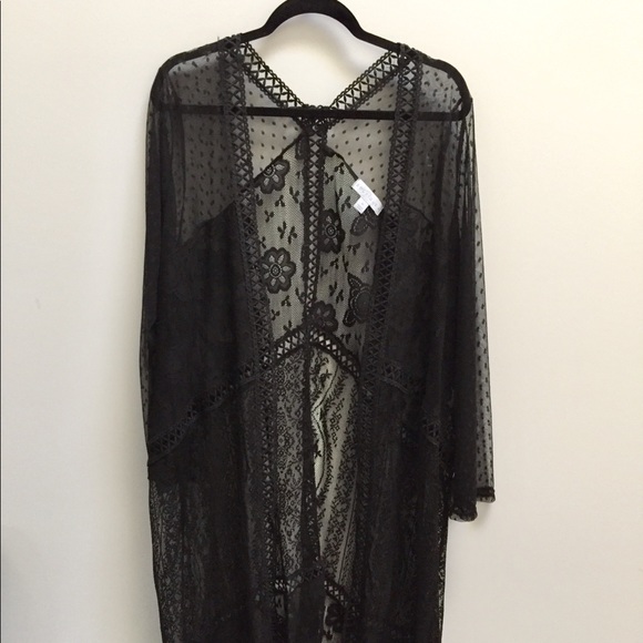 NEW nwt Boutique kimono long jacket lace boho cardigan plus size spring summer - Picture 3 of 7